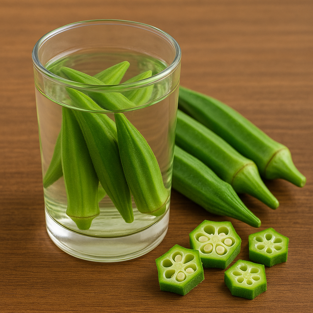 Glas mit Okra-Wasser